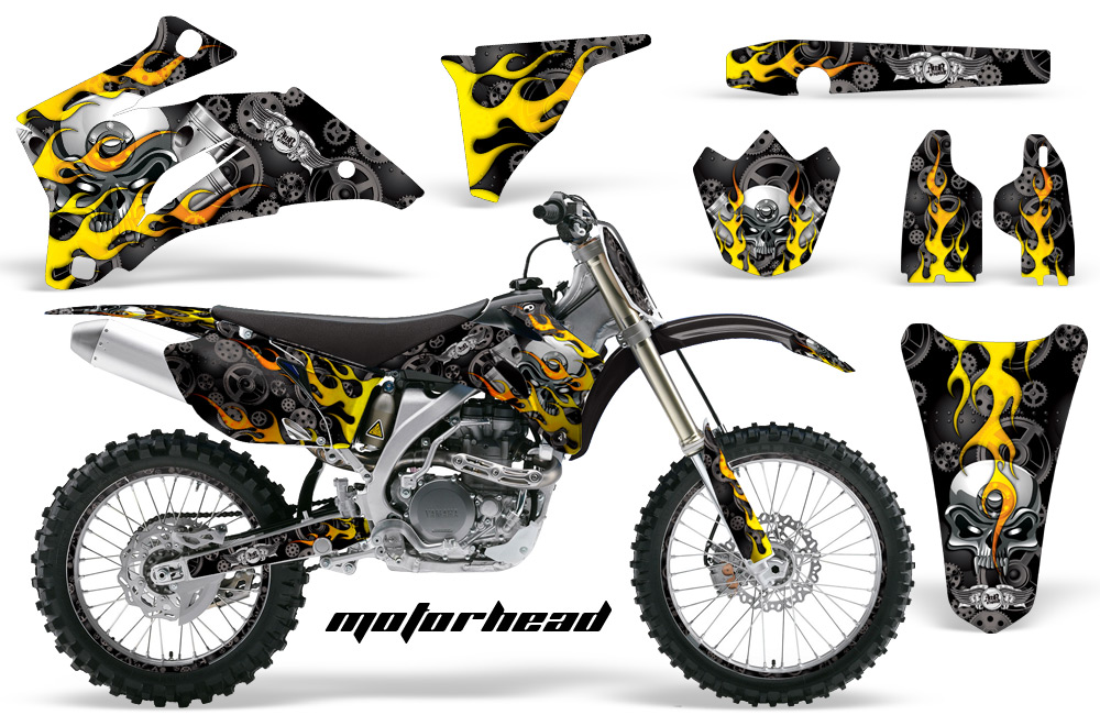 Yamaha YZ 250F 450F 02-09 Graphics Kit Motorhead Black NPs